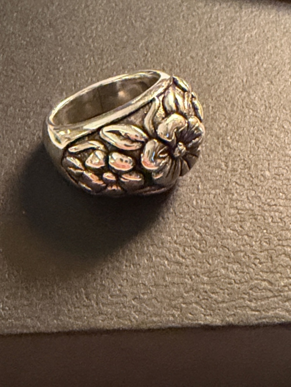 Sterling Silver Floral Dome Ring - Silver Floral Statement